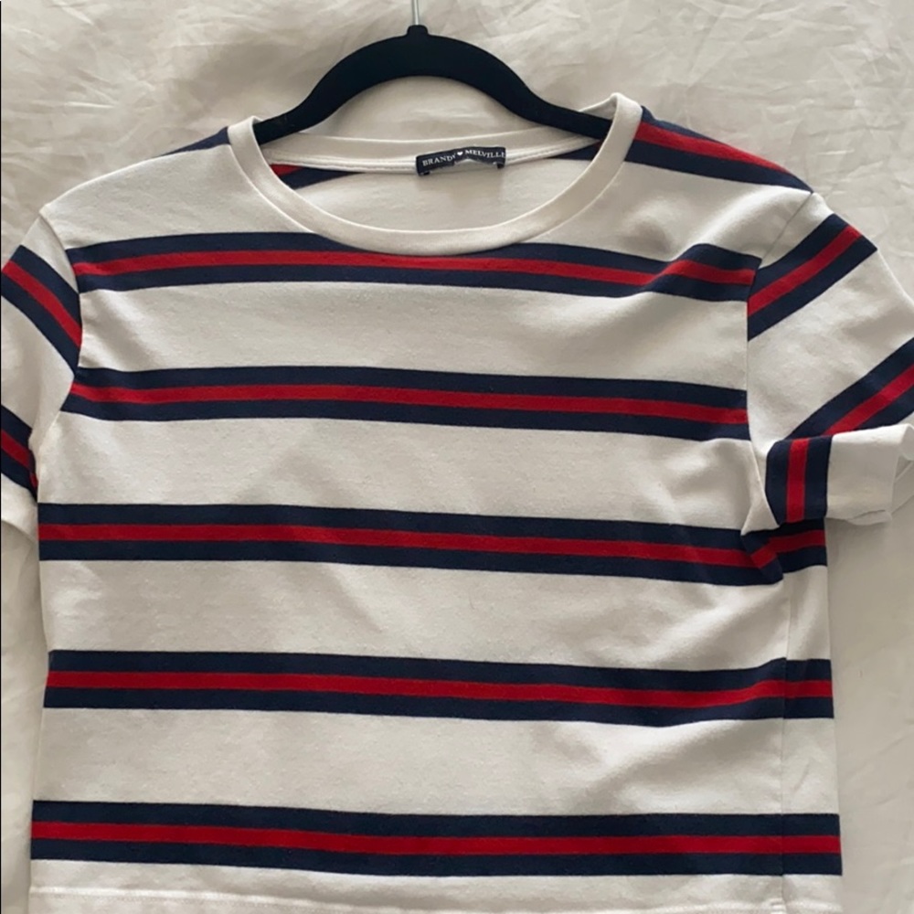 Red,white, and blue striped t-shirt
